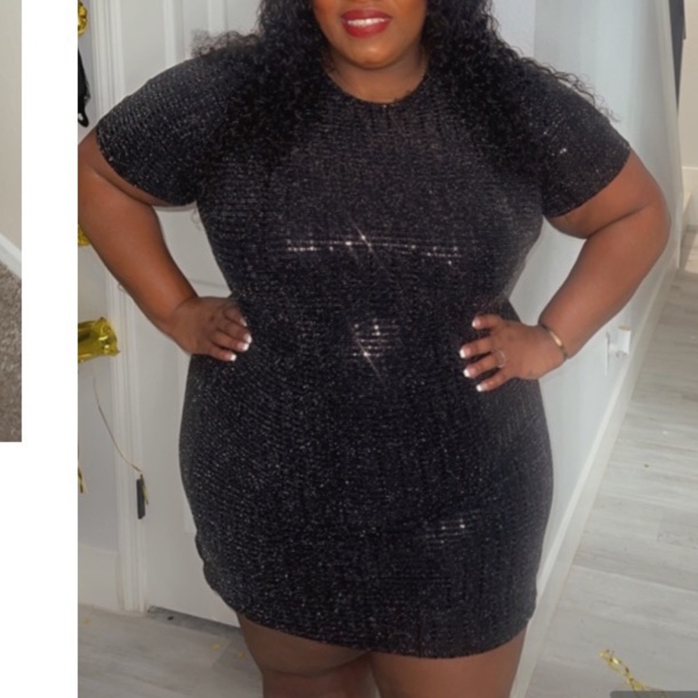 2 for $10‼️ Black Glitter Mini Dress